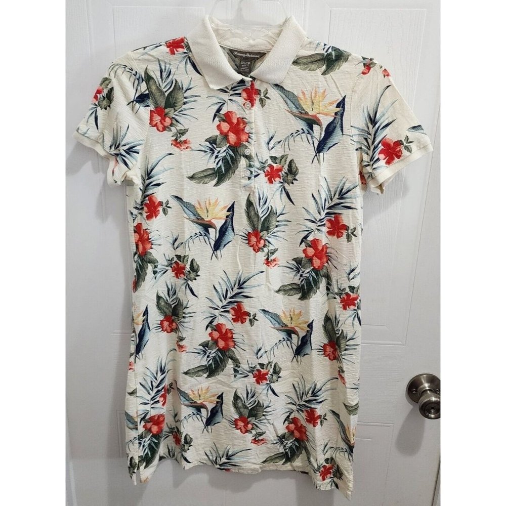 Tommy Bahama Happy Hibiscus Polo Dress Women's Size XS Floral Hawaiian‎ Print